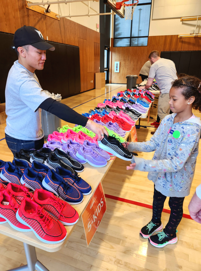 King Elementary students in Kindergarten through second grade received new pairs of shoes from FedEx on April 17 as part of the company's 50th-birthday celebrations.