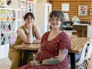 Rachel Lien, left, and Kelly Johnson are co-owners of the newly opened Hook and Needle yarn and fiber shop in downtown Vancouver.