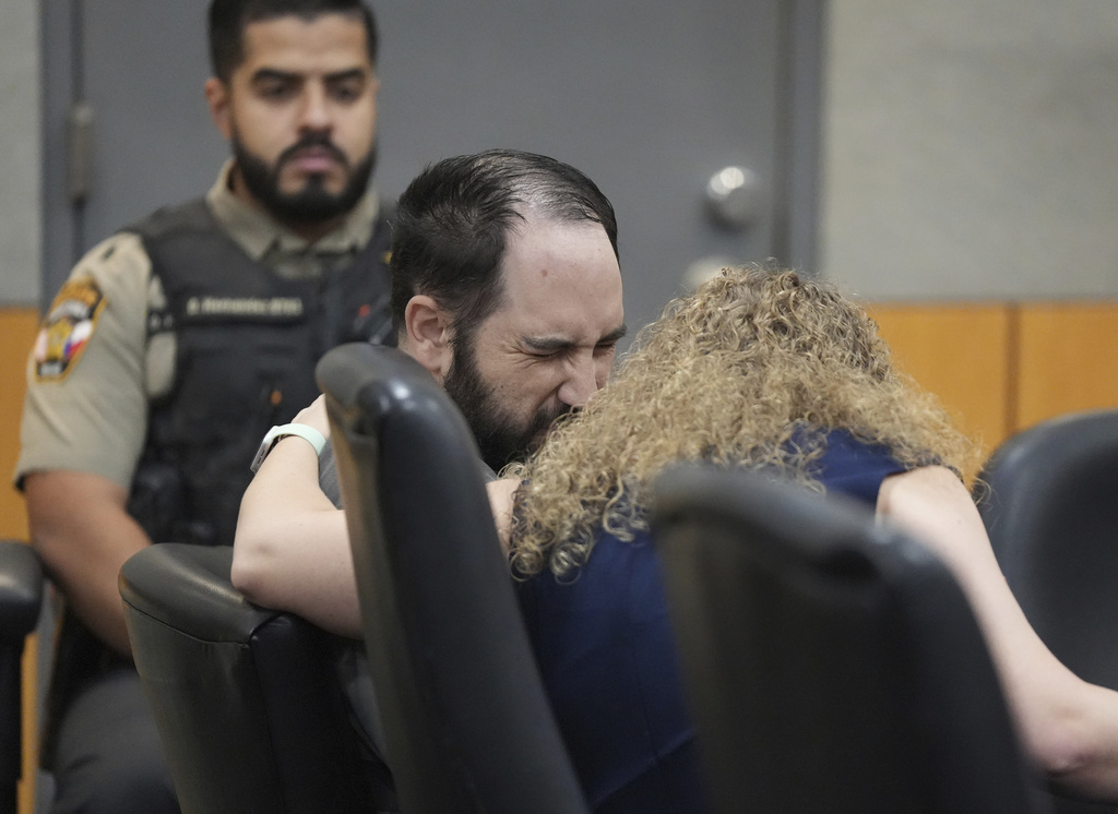 Daniel Perry reacts after being sentenced to 25 years for the murder of Garrett Foster at the Blackwell-Thurman Criminal Justice Center in Austin, Texas, on Wednesday May 10, 2023.  Perry was convicted of murder in April for killing Foster during a Black Lives Matter protest in July 2020.