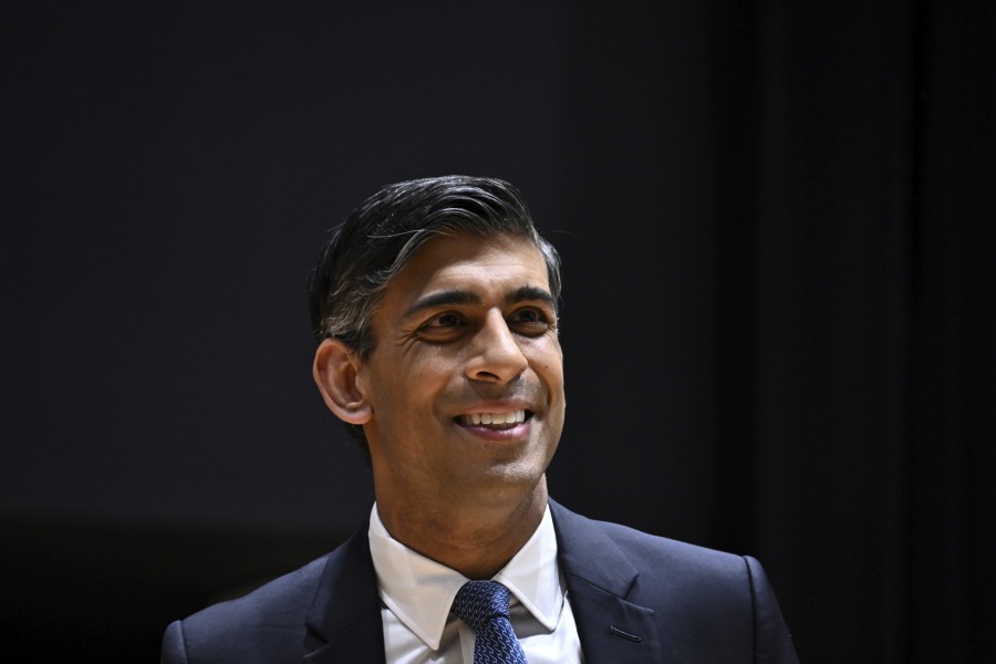 Britain's Prime Minister Rishi Sunak looks on during the London Defence Conference, at King's College, in central London, Tuesday May 23, 2023.