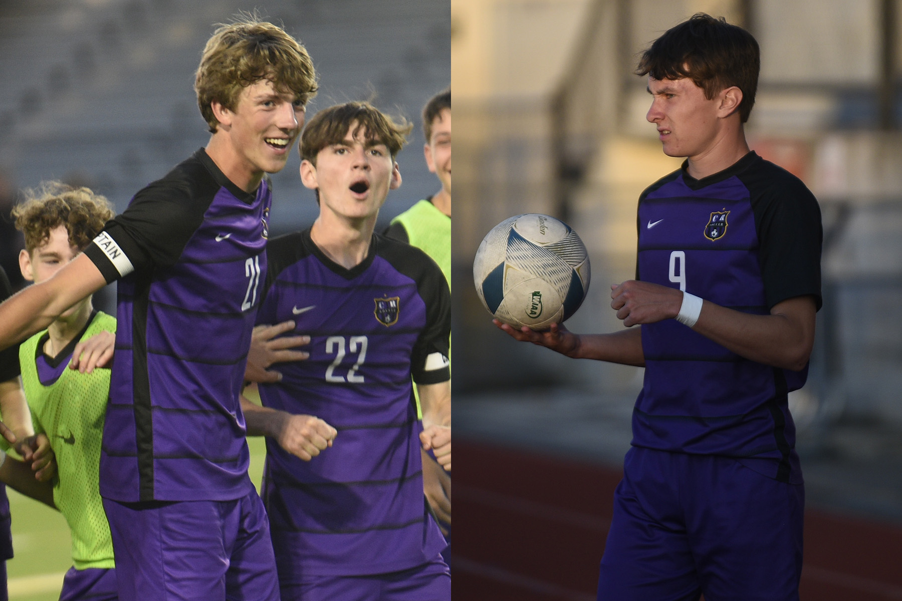 Columbia River soccer players Cole Benner (left) and Alex Harris (right) had a busy day Friday, playing two matches of tennis in the morning and finishing with a state soccer semifinal win.