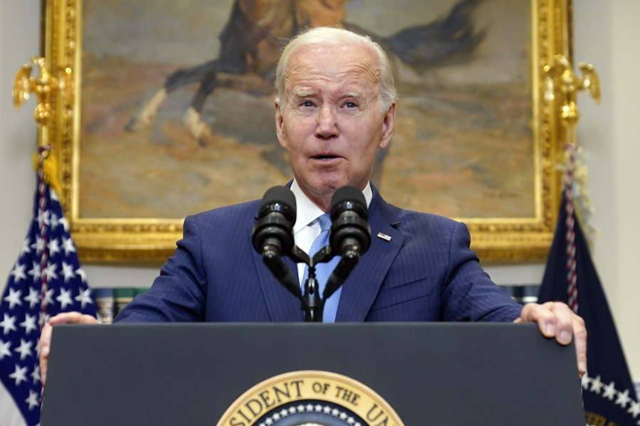 FILE - President Joe Biden speaks about the debt limit talks in the Roosevelt Room of the White House, Wednesday, May 17, 2023, in Washington.