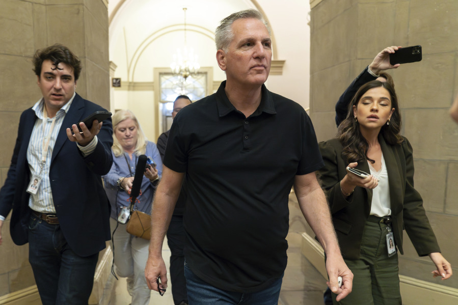 Speaker of the House Kevin McCarthy, R-Calif., arrives to his office on Capitol Hill, Monday, May 29, 2023, in Washington. After weeks of negotiations, President Joe Biden and House Speaker Kevin McCarthy have struck an agreement to avert a potentially devastating government default. The stakes are high for both men -- and now each will have to persuade lawmakers in their parties to vote for it.