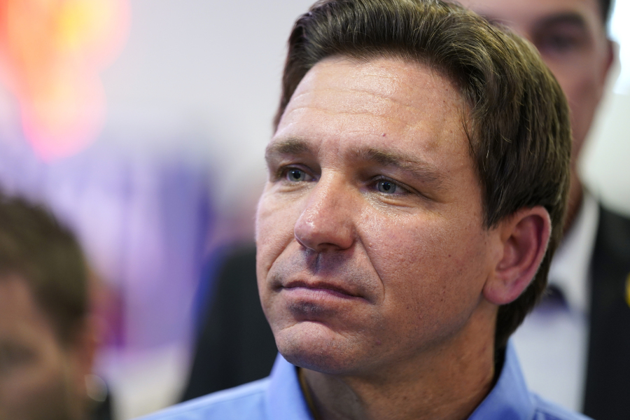 Florida Gov. Ron DeSantis greets audience members during a fundraising picnic for U.S. Rep. Randy Feenstra, R-Iowa, Saturday, May 13, 2023, in Sioux Center, Iowa.
