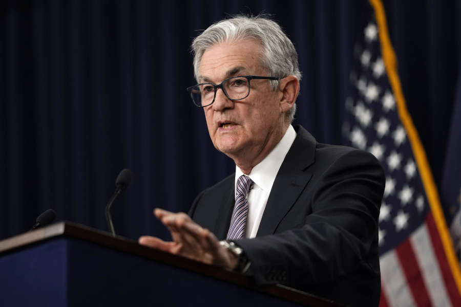 Federal Reserve Chairman Jerome Powell speaks during a news conference in Washington, Wednesday, May 3, 2023, following the Federal Open Market Committee meeting.