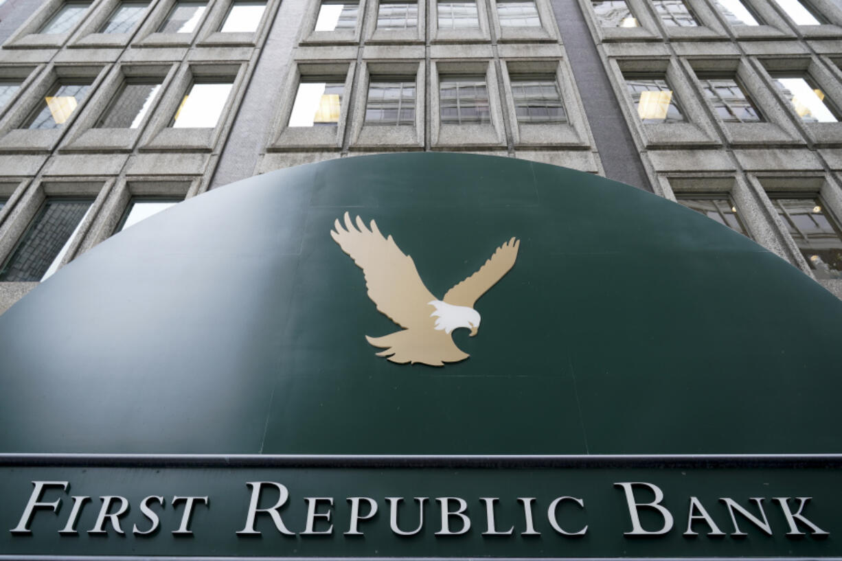 A First Republic Bank sign is posted at the bank's headquarters in San Francisco, Monday, May 1, 2023. Regulators seized the troubled bank early Monday, making it the second-largest bank failure in U.S. history, and promptly sold all of its deposits and most of its assets to JPMorgan Chase Bank in a bid to head off further banking turmoil in the U.S. (AP Photo/Godofredo A.