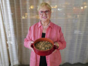 Celebrity chef Lidia Bastianich holds her recipe for escarole and white bean soup on Nov. 7.