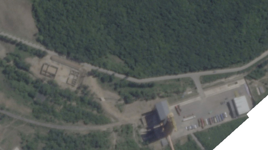 This satellite image from Planet Labs PBC shows shows activity at a launch pad at the Sohae Satellite Launching Station near Tongchang-ri, North Korea, Wednesday, May 31, 2023. North Korea's attempt to put the country's first spy satellite into space failed Wednesday in a setback to leader Kim Jong Un's push to boost his military capabilities as tensions with the United States and South Korea rise. The white part of this image is an area that wasn't captured by the passing Planet Labs PBC satellite.