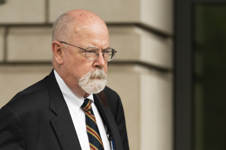 FILE - Special counsel John Durham, the prosecutor appointed to investigate potential government wrongdoing in the early days of the Trump-Russia probe, leaves federal court in Washington, May 16, 2022. Durham ended his four-year investigation into possible FBI misconduct in its probe of ties between Russia and Donald Trump's 2016 presidential campaign.