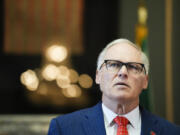 FILE - Washington Gov. Jay Inslee speaks at the Washington state Capitol in Olympia, Wash., Tuesday, April 25, 2023.