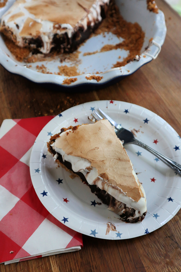 A s'mores pie captures all the flavors of the traditional cookout treat in one pan.