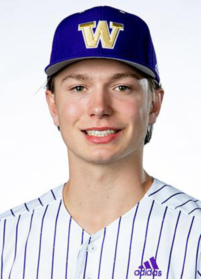Washington pitcher Sam Boyle, a Columbia River High School grad, picked up the victory for the  Huskies in their 9-5 win over Dallas Baptist in their NCAA Regional opener on Friday, June 2, 2023, at Stillwater, Okla.