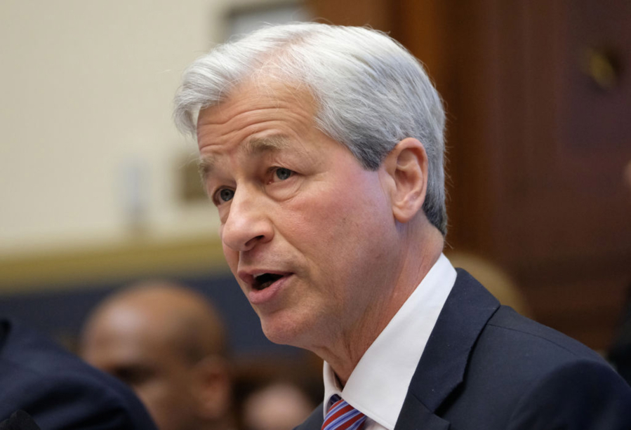 Jamie Dimon, chairman and chief executive of JPMorgan Chase, says the SEC should investigate short sellers, alleging they harm banking stocks.