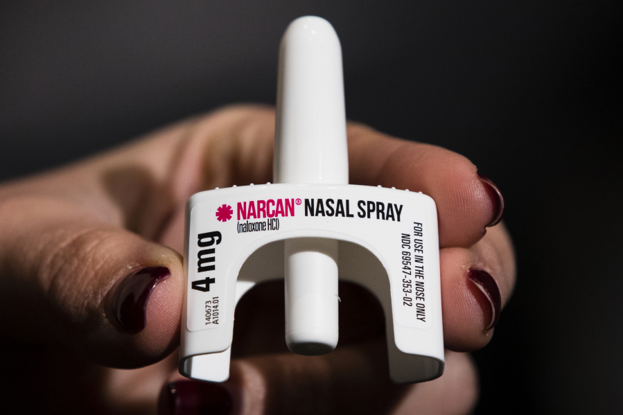FILE - The overdose-reversal drug Narcan is displayed during training for employees of the Public Health Management Corporation (PHMC), Dec. 4, 2018, in Philadelphia.  The U.S. Food and Drug Administration has approved selling overdose antidote naloxone over-the-counter, Wednesday, March 29, 2023, marking the first time a opioid treatment drug will be available without a prescription.