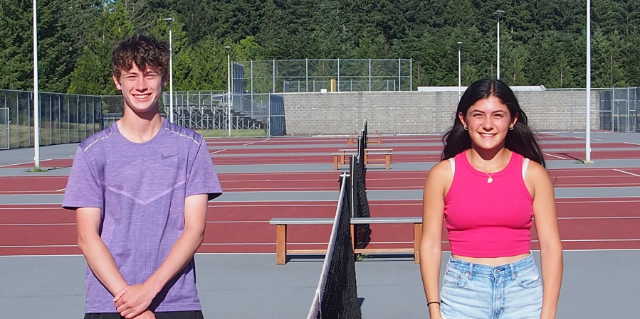 Aiden Brasier and Hailey Kerker, Camas tennis 2023, All-Region boys and girls players of the year.