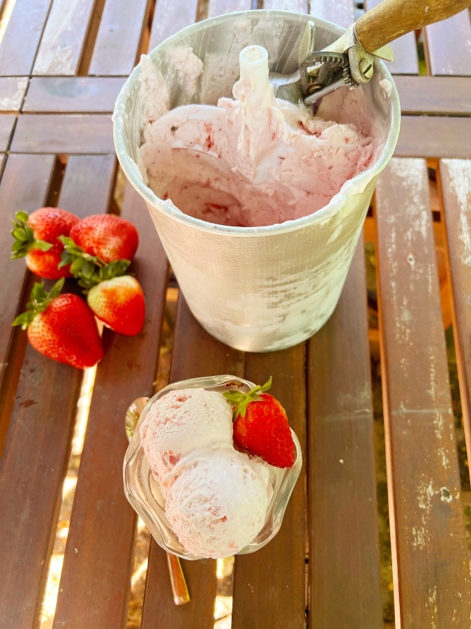 Mount Vernon's recipe for homemade strawberry ice cream is adapted from a cookbook from the 18th century. It's a bit fluffier than today's hard ice cream.