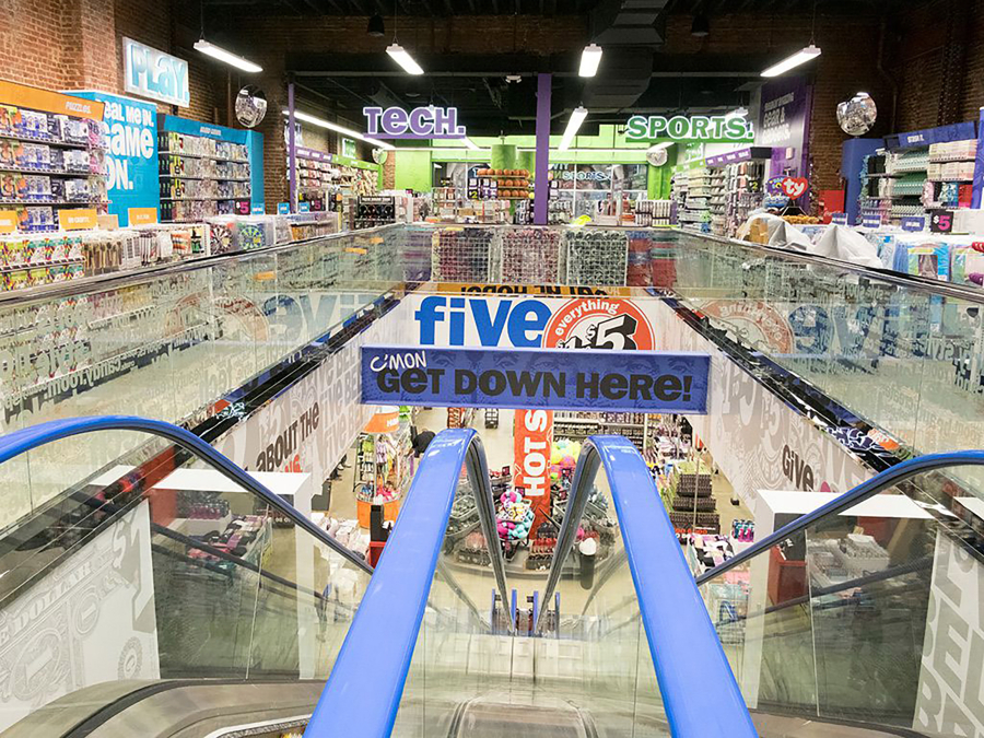 Five Below's two-level store on Chestnut Street in Philadelphia is one of 1,350 locations of the fast-growing national chain.