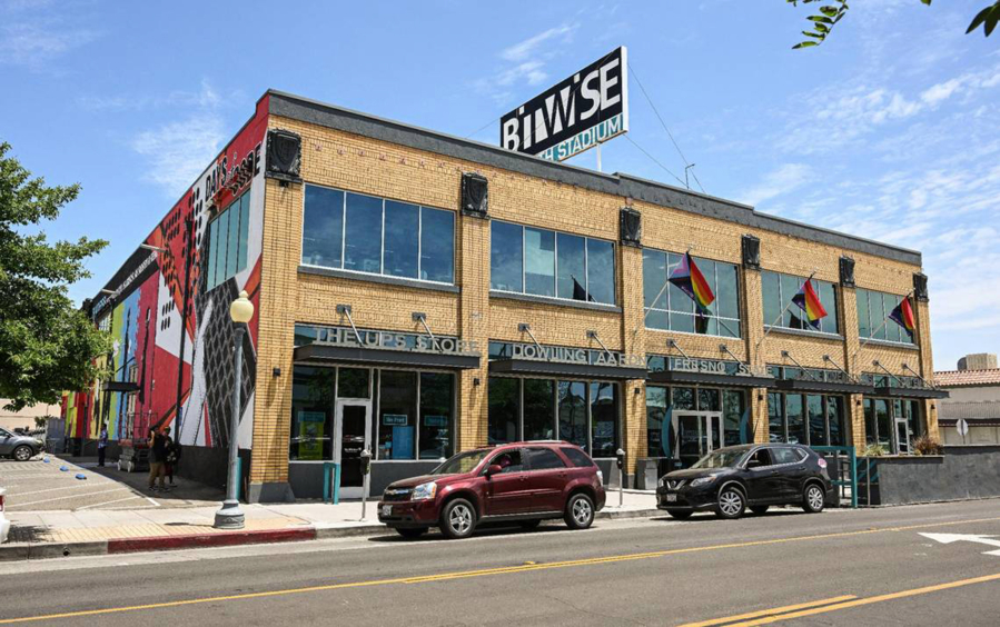 The Bitwise South Stadium building is located on Van Ness Avenue at Mono Street in downtown Fresno, California.
