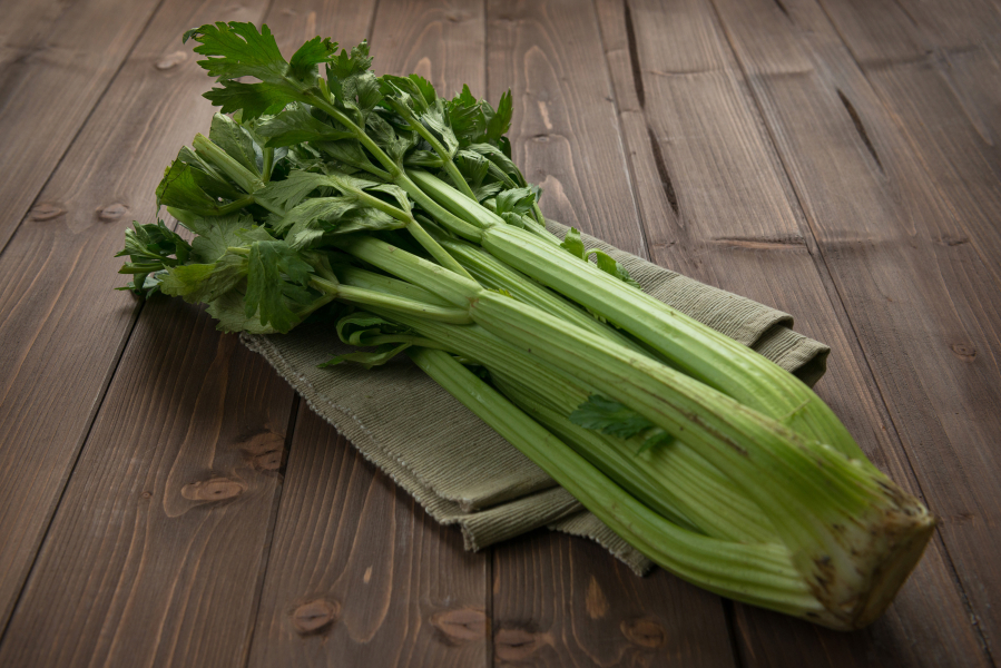 Celery contains dietary fiber, vitamin K, and small amounts of vitamins A and C, calcium and iron.