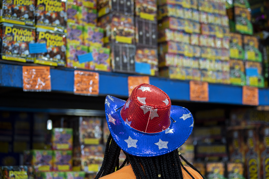 Red, white and blue are popular colors for shoppers and employees at TNT Fireworks as seen in 2022. Fireworks go on sale on June 28.
