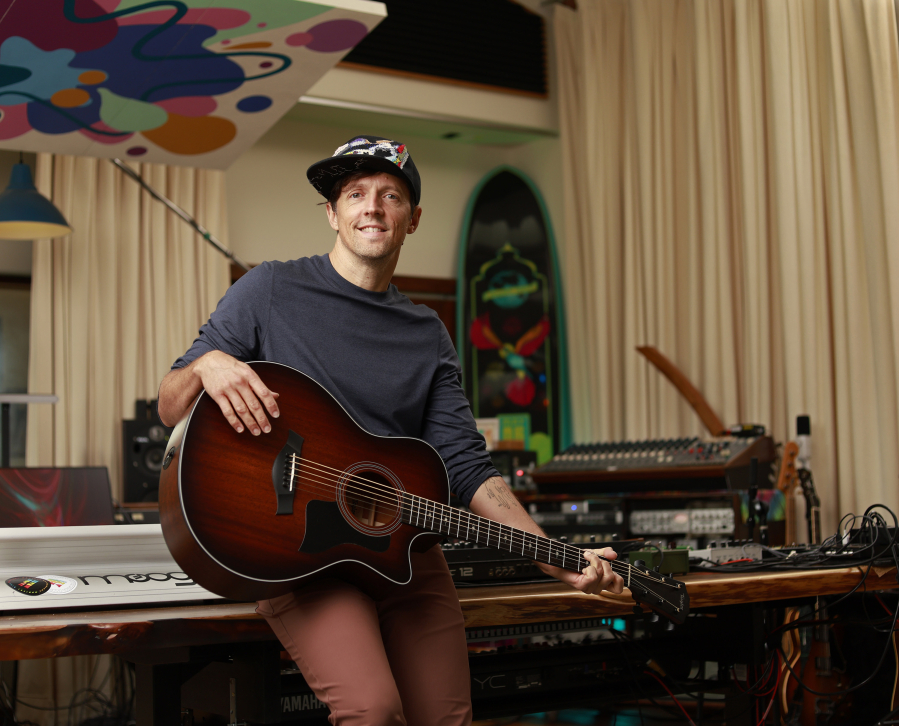 Two-time Grammy Award-winning singer and songwriter Jason Mraz released his latest album last week. He's shown here at his San Diego County studio on May 31, 2023. (K.C.