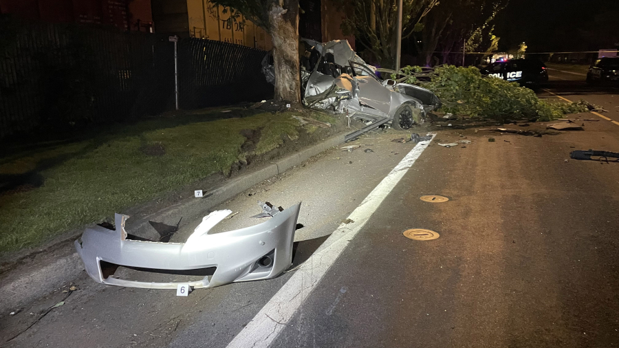 An 18-year-old man was killed Sunday night when the car he was riding in crashed into a tree on  Southeast Columbia Way. The driver, a 21-year-old man, was ejected from the car and taken to an area hospital with life-threatening injuries.