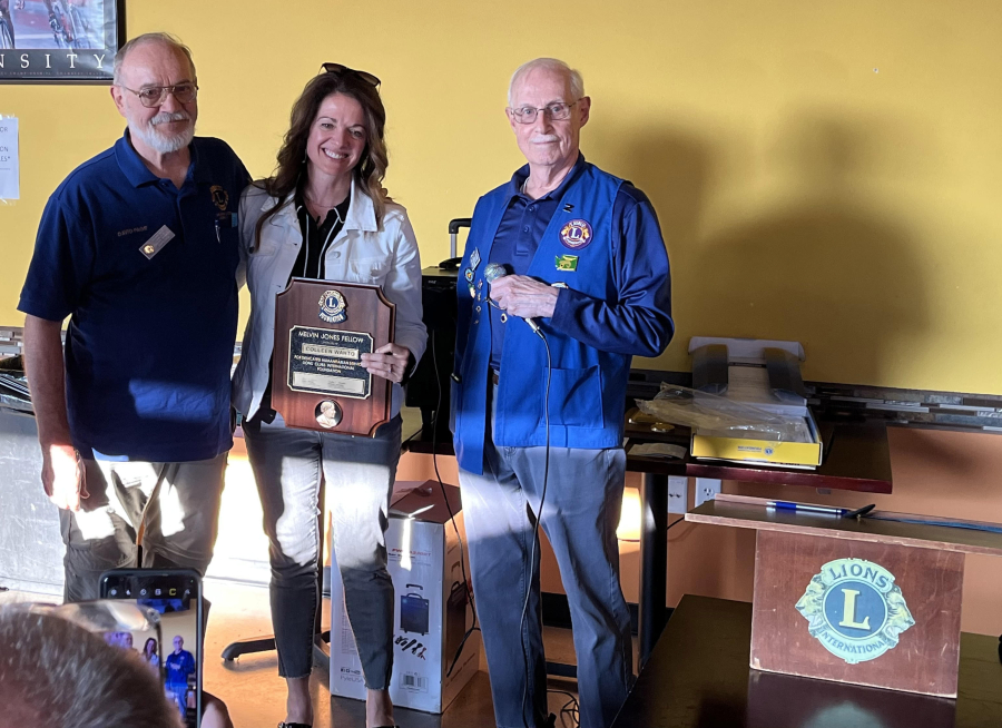 The Salmon Creek Lions Club recently awarded a Melvin Jones Fellowship Award to Colleen Wahto.