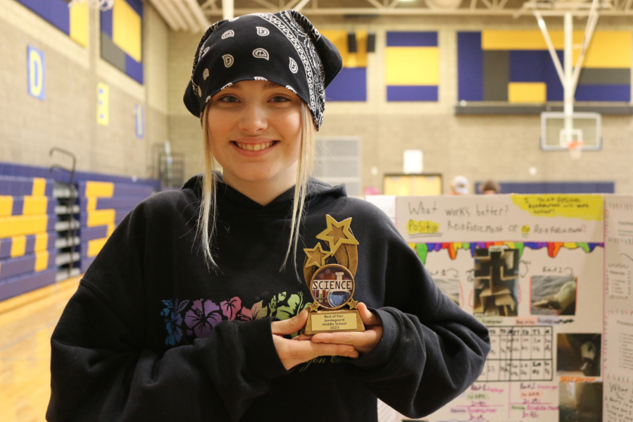Maelynn O'Bryant, eighth-grade student at Jemtegaard Middle School, won Best of Fair for her project for the school's science fair, held on June 6.