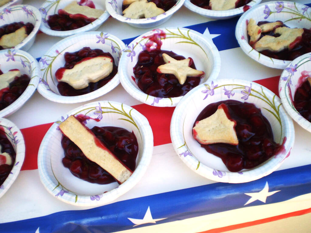 George has kept their giant pie-making tradition alive for the 66 years since its founding, making a giant cherry pie every July 4 as part of a massive celebration.