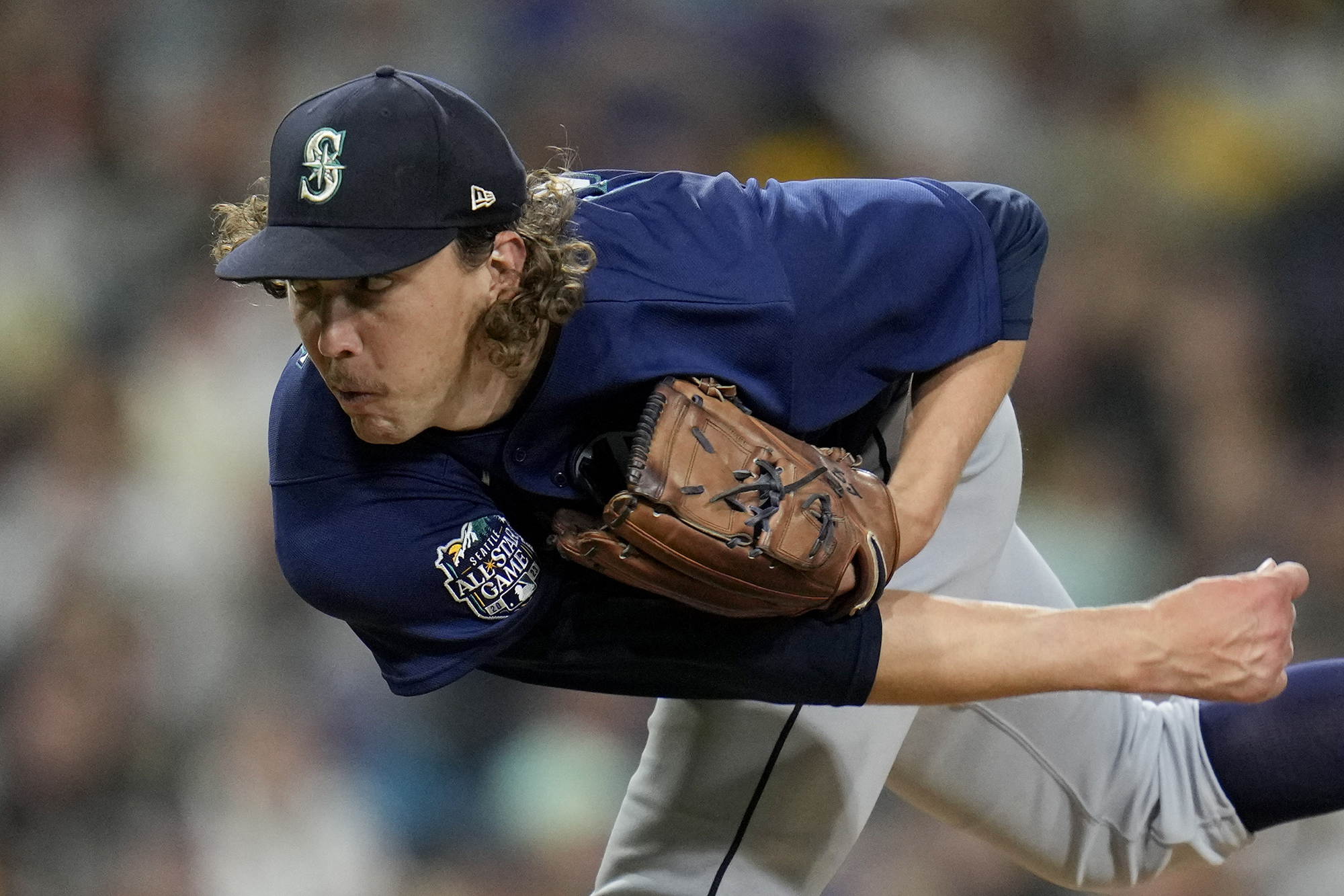 Seattle Mariners starting pitcher Logan Gilbert works against a San Diego Padres batter during the seventh inning of a baseball game Tuesday, June 6, 2023, in San Diego.