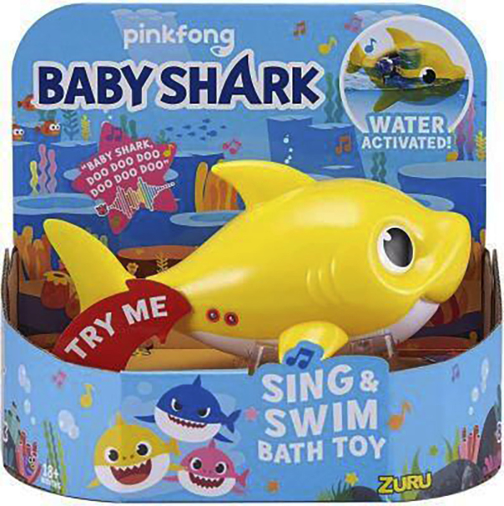 This image provided by Consumer Product Safety Commission shows Zuru’s full-sized Robo Alive Junior Baby Shark Sing &amp; Swim Bath Toys.  About 7.5 million “Baby Shark” bath toys are being recalled, Friday, June 23, 2023, after multiple impalements, lacerations and puncture wounds were reported in children playing with them. Toymaker Zuru said it’s recalling both full-size and mini versions of its robotic baby shark toys that have hard plastic top fins.