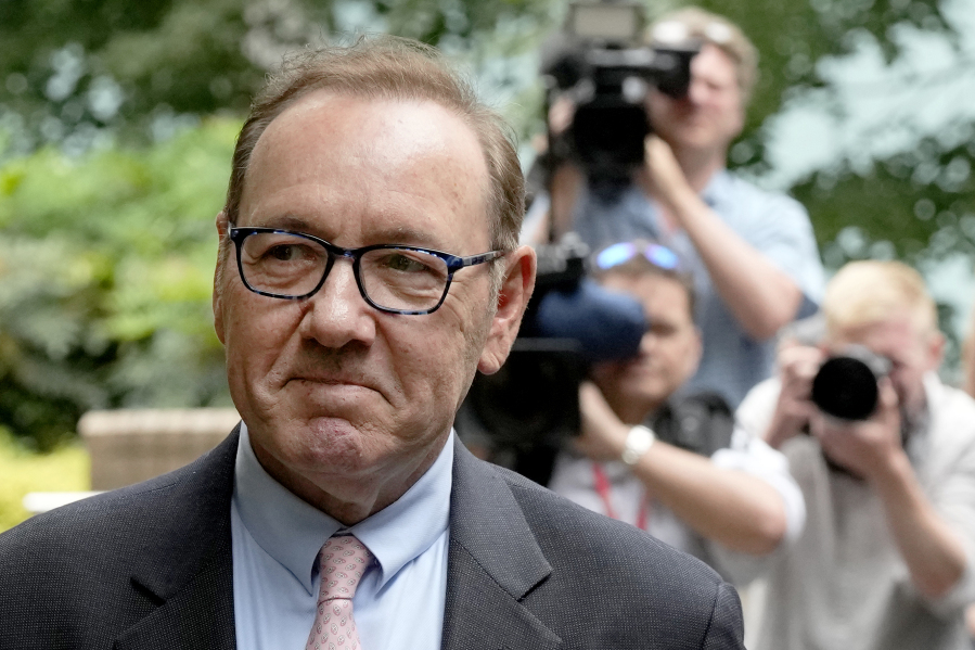 Actor Kevin Spacey leaves Southwark Crown Court in London, Wednesday, June 28, 2023. Spacey is going on trial on charges he sexually assaulted four men as long as two decades ago. The double-Oscar winner faces a dozen charges as his trial begins Wednesday at Southwark Crown Court. Spacey pleads not guilty to all charges.