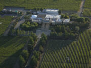 The Darioush winery is seen from a Napa Valley Aloft balloon in Napa, Calif., on Monday.