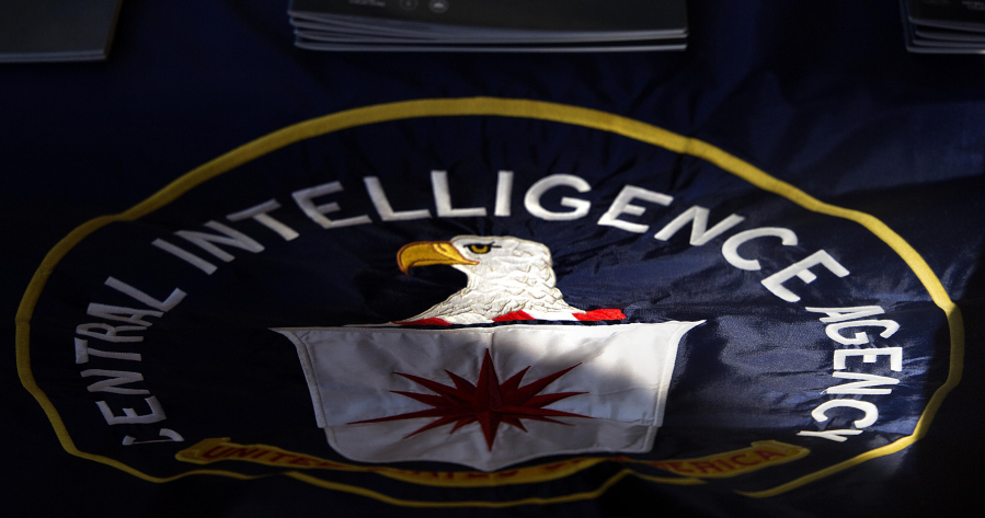 FILE - A CIA emblem is seen in Atlanta, Nov. 13, 2013. The Biden administration is releasing what it says are newly declassified examples of how U.S. surveillance programs are used. It's part of a White House push to have those programs renewed by Congress before they expire at this year's end.