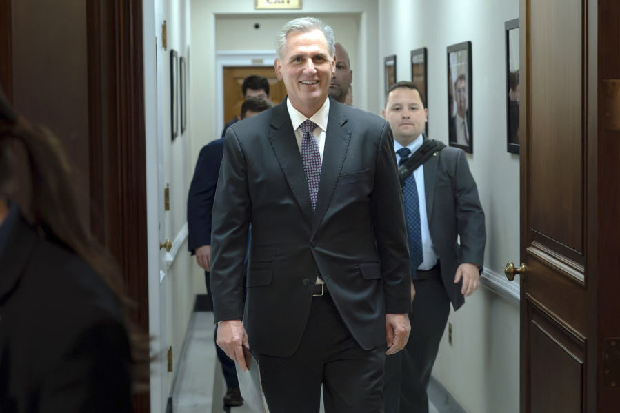 House Speaker Kevin McCarthy of Calif., arrives to speaks at a news conference after the House passed the debt ceiling bill at the Capitol in Washington, Wednesday, May 31, 2023. The bill now goes to the Senate.