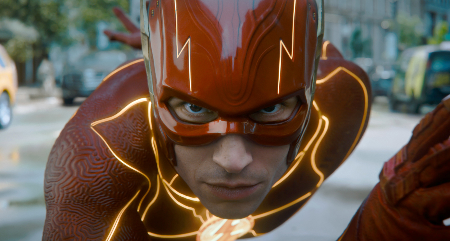 Ezra Miller in a scene from "The Flash." (Warner Bros.