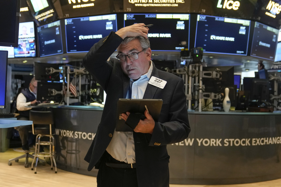 Traders work on the floor at the New York Stock Exchange in New York, Thursday, June 1, 2023.