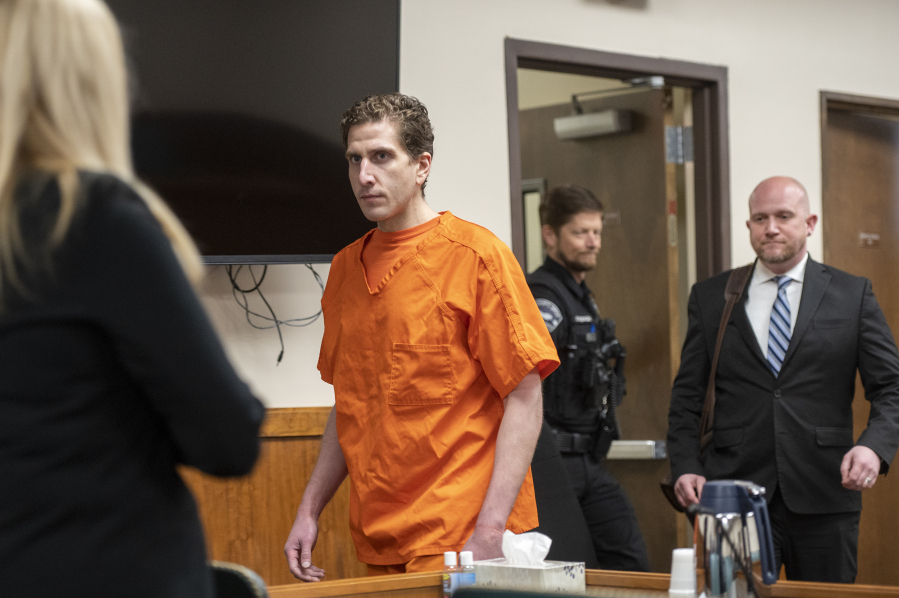 FILE - Bryan Kohberger enters the courtroom for his arraignment hearing in Latah County District Court, May 22, 2023, in Moscow, Idaho. Prosecutors say they are seeking the death penalty against Kohberger, the man accused of stabbing four University of Idaho students to death in November 2022. Latah County Prosecutor Bill Thompson filed the notice of his intent to seek the death penalty in court on Monday, June 26.