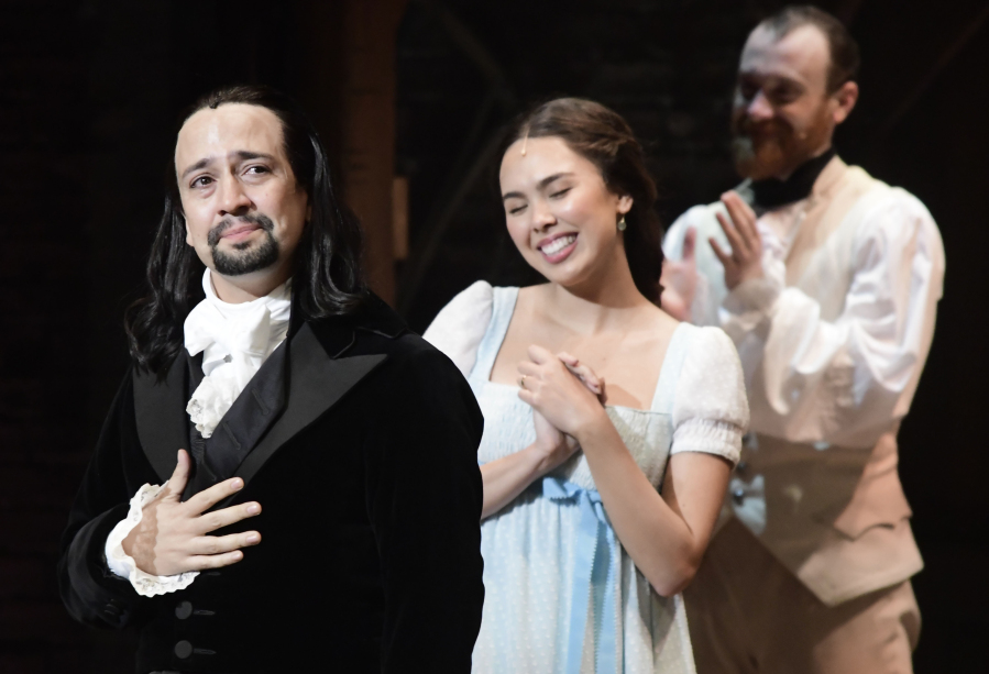 Lin-Manuel Miranda, creator of the award-winning Broadway musical "Hamilton," receives a standing ovation at the ending of the play's premiere Jan. 11, 2019, held at the Santurce Fine Arts Center, in San Juan, Puerto Rico.