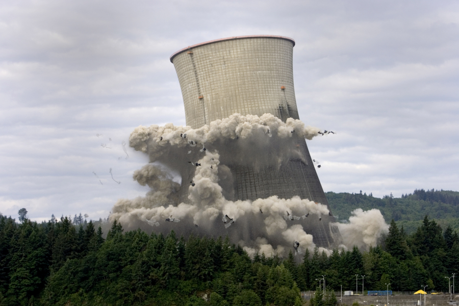 Dynamite reduced Trojan Nuclear Power plant’s cooling tower to rubble in 2006.