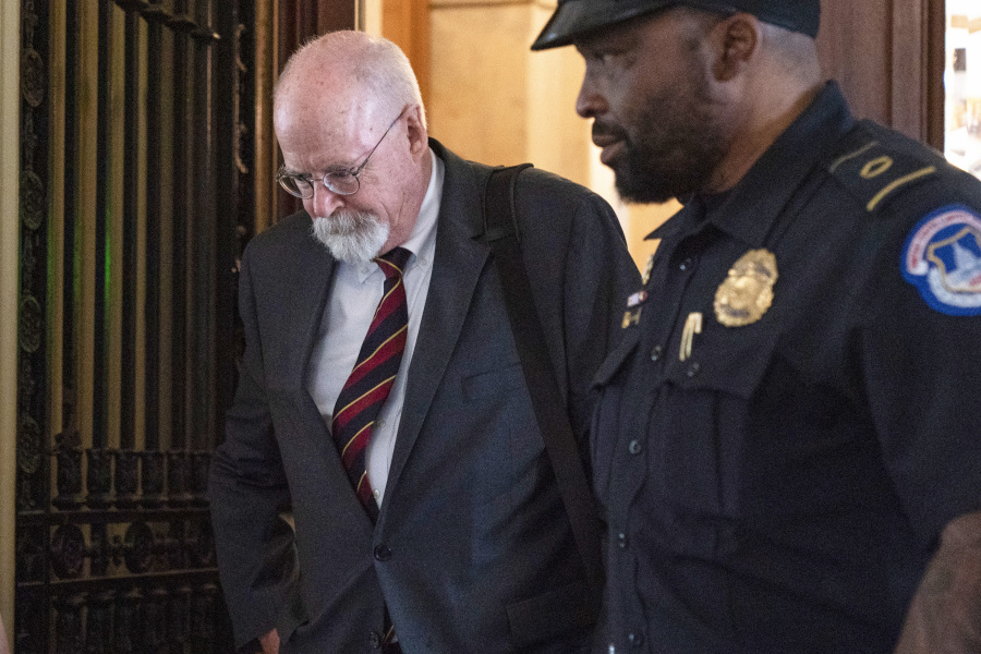 Special Counsel John Durham leaves a closed hearing of the Permanent Select Committee on Intelligence, Tuesday, June 20, 2023, on Capitol Hill in Washington.