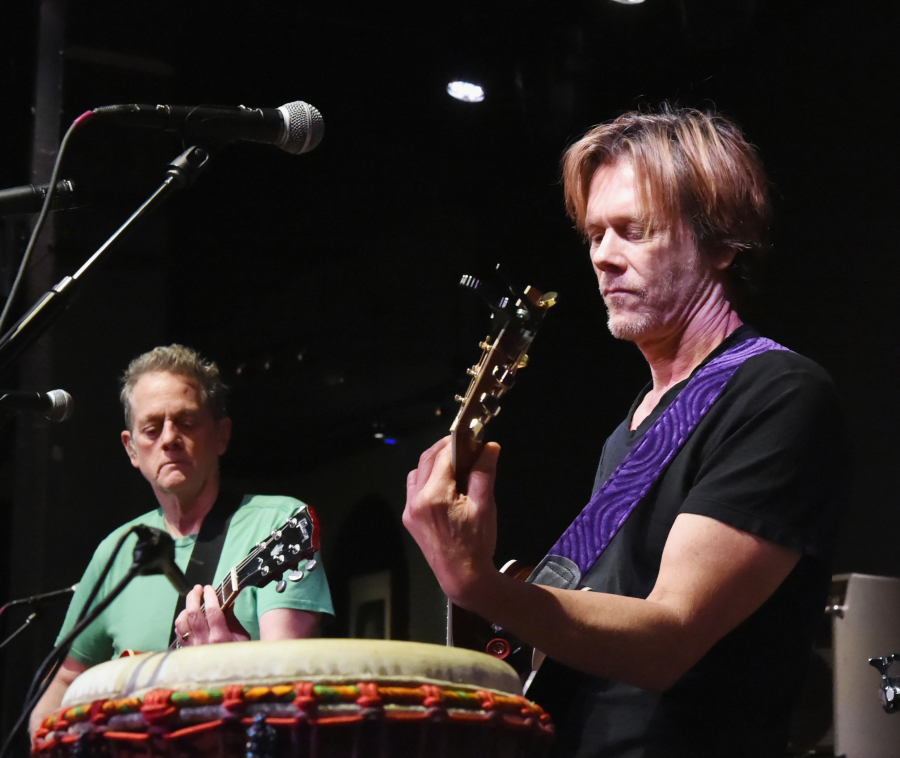 Michael Bacon and Kevin Bacon  of the Bacon Brothers Band rehearse for Mother Nature Netwok's White House Correspondents' Jam IV on April 27, 2018, at The Hamilton in Washington, D.C.