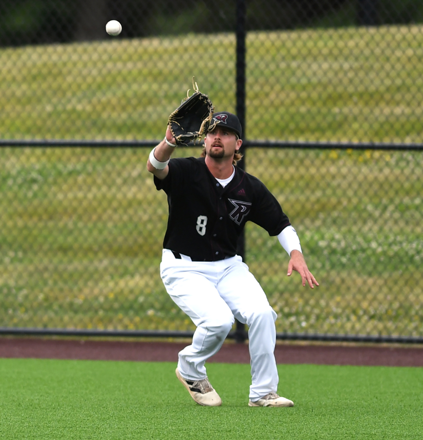 Raptors outfielder Trent Prokes catches a ball Friday, June 16, 2023, during the Raptors? game against Cowlitz at the Ridgefield Outdoor Recreation Complex.