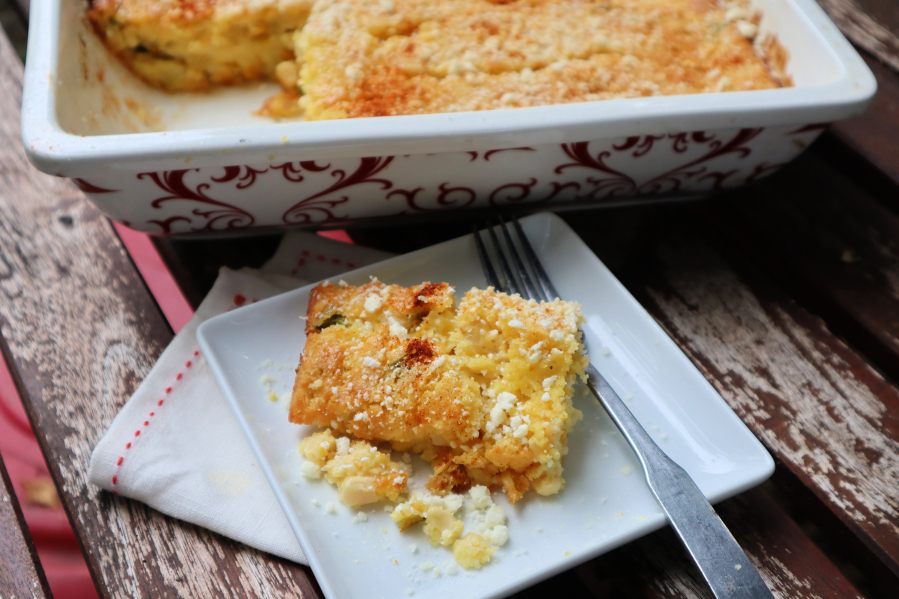 This easy corn pudding is made with canned corn and corn muffin mix.