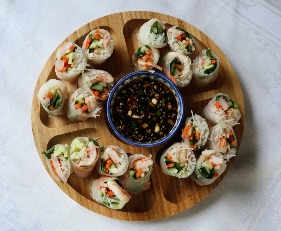 This seasonal summer roll features grilled shrimp.