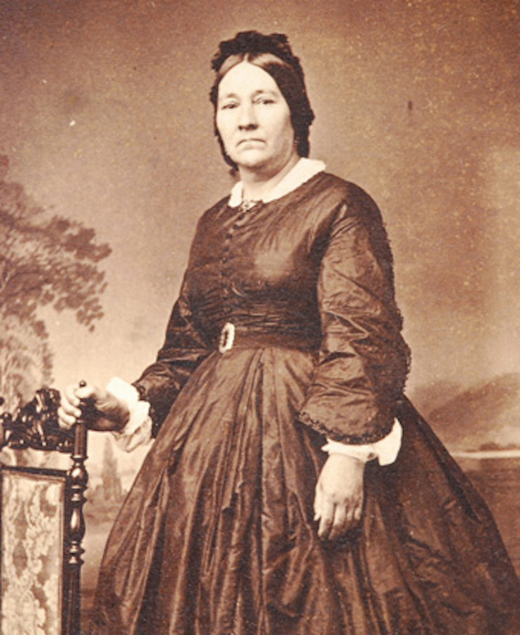 John and Marguerite McLoughlin's daughter, Eloisa, was photographed in about 1850 after her arrival in Oregon City. Until then she'd lived at Hudson's Bay Company trading posts, including Fort Vancouver, before settling in Portland. Twice widowed, she died in 1884 and was buried in Portland's Lone Fir Cemetery.