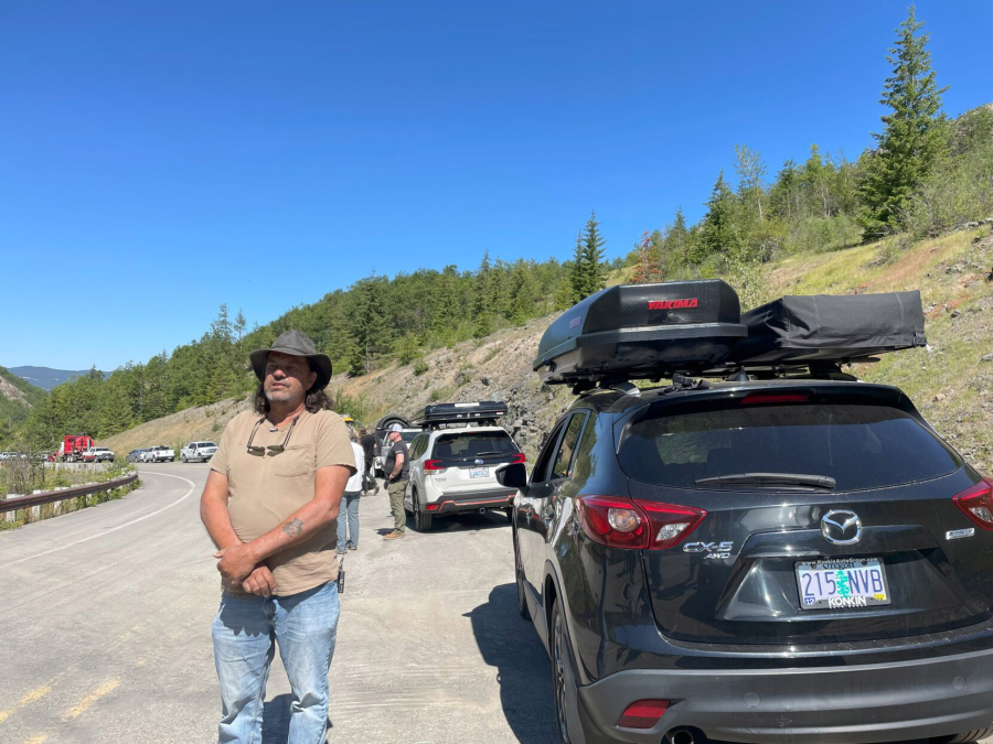 Roger Freeborn of Hillsboro, Ore., gets ready to take his car back Friday, July 14 after going two months without it due to a debris slide on the Spirit Lake Memorial Highway near Coldwater Lake.