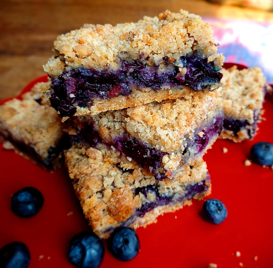 With just flour, sugar, butter, fresh blueberries and a few spices, you can have cool blueberry flavor. But chill the bars before serving.