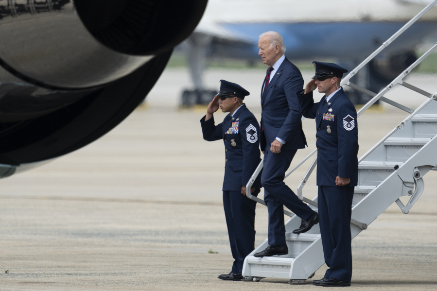 President Joe Biden arrives Andrews Air Force Base, Md., Thursday, July 20, 2023.