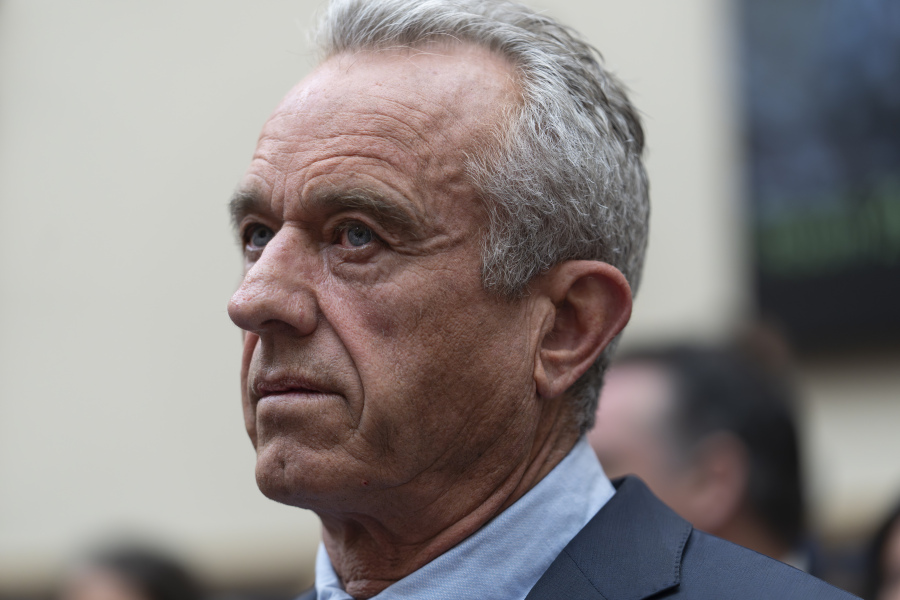 Robert F. Kennedy Jr., a presidential hopeful and a prominent voice in the anti-vaccine movement, appears before the House Select Subcommittee on the Weaponization of the Federal Government, Thursday, July 20, 2023, on Capitol Hill in Washington. (AP Photo/J.